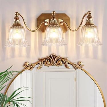 Imagem de Luminária de parede retrô para interiores, soquete E27, para escadas, com spots, cúpula de vidro vintage, ideal para sala de estar, quarto, sala de jantar, banheiro ou penteadeira.