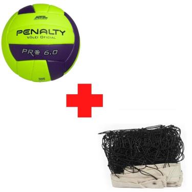 Imagem de Kit 01 Bola De Vôlei Penalty 6.0 Pro Oficial + 01 Rede Vôlei Master Rede 1 Faixa Algodão-Masculino