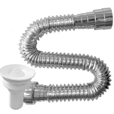 Imagem de Sifão Sanfonado Multiuso 72cm Metalizado Com Valvula