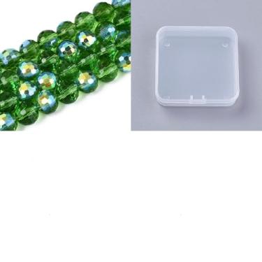 Imagem de Contas de vidro redondas galvanizadas de 8 mm facetadas contas espaçadoras de vidro de cristal redondas para fazer joias DIY pulseira brinco colar chaveiros, verde, cerca de 68 ~ 69 peças/fio