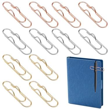 Imagem de HINGTAI 12 clipes de suporte de caneta – clipes de papel de metal para cadernos, organizador de clipe de lápis decorativo, marcador de livro multifuncional e suporte de cartão para organização de mesa