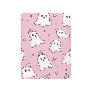 Imagem de xigua Lençol de berço Kawaii Ghosts para meninas e meninos, macio e respirável, adequado para berço padrão e cama infantil 68,5 x 99 cm