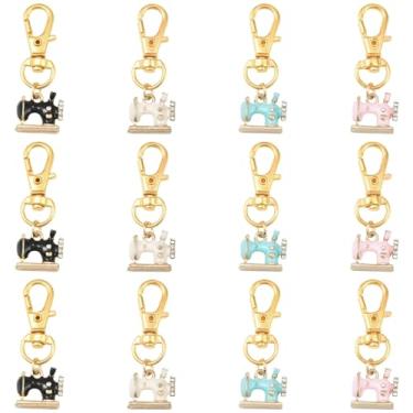 Imagem de Echoed Elegance 12 peças 4 estilos chaveiros de liga esmaltada para máquina de costura, fechos de garra de lagosta de liga de cor mista para artesanato DIY