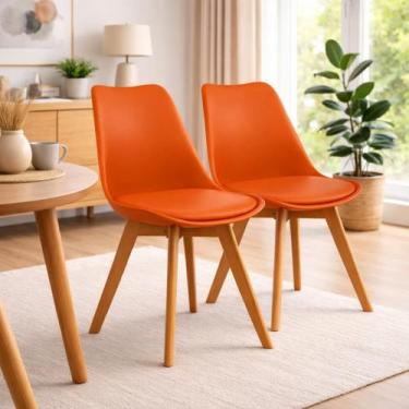 Imagem de Kit 2 Cadeiras Coloridas De Jantar Com Assento Estofado Cozinha Airbnb