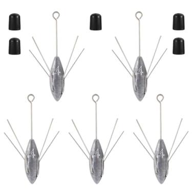 Imagem de 5 peças 113.4 g Sputnik chumbada, pesos de chumbo, equipamento de pesca de cauda longa, pesos, pesca de surfe, fundição de aranha para peixe-gato, água salgada, praia, areia, oceano