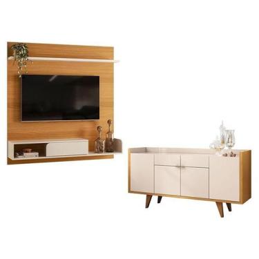 Imagem de Painel para TV Suspenso Evo com Buffet Melodia Cinamomo Off White  HB 