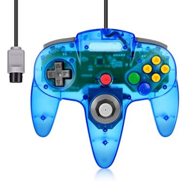 Imagem de Controle N64, controle de jogo clássico FISUPER com fio, joystick para console N64 (azul claro)