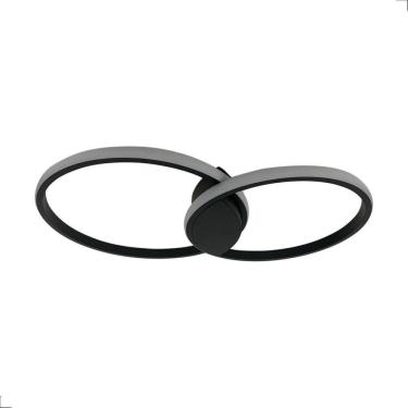 Imagem de Lustre Plafon Arco Ring Anel Duplo Preto Led 3000K 39W