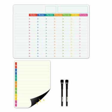 Imagem de Calendário magnético mensal para geladeira - Ímã de calendário de geladeira apagável a seco (colorido 2)