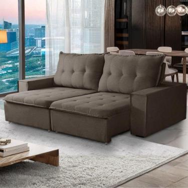 Imagem de Sofá Retrátil Reclinável Valentino 2,10m Linho - Shop Das Ca