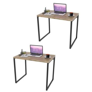 Imagem de Kit 2 Mesas De Escritório Office 90cm Prisma C08 Carvalho