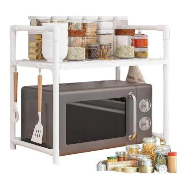 Imagem de Rack Organizador Cozinha Suporte Microondas Portatil Prateleira Porta Temperos Estante Desmontavel