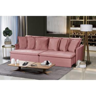 Imagem de Sofá 4 Lugares 2.30 Mt Com Molas Retrátil E Reclinável Rose