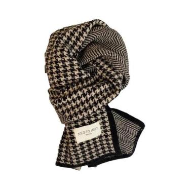 Imagem de Cachecol Feminino De Inverno Grosso De Tricô Dupla Face Fofo E Quente 