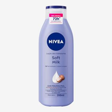 Imagem de NIVEA Loção Deo-Hidratante Soft Milk 200ml, Hidratação Profunda 72h, Hialurônico Puro, Corporal, Pele Seca