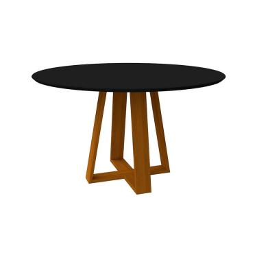 Imagem de Mesa de Jantar Redonda com Tampo de Vidro Vitoria Preta e Ype 135 cm