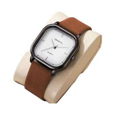 Imagem de Relógio De Quartzo Minimalista Masculino Com Pulseira De Couro, Relógi