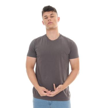 Imagem de Camiseta Ellus Masculina Cotton Fine Classic Logo Grafite-Masculino