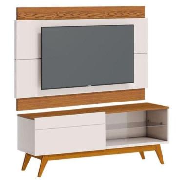 Imagem de Rack Bancada 1 Gaveta E Painel Para Tv Classic 1.4 Off White Freijó - 