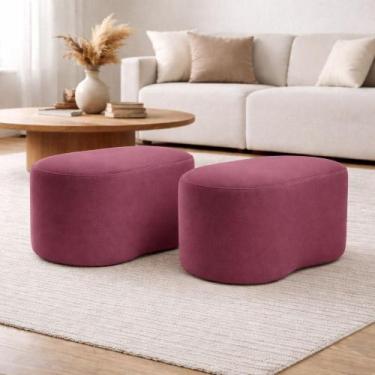 Imagem de Kit 2 Puff Orgânico Curvo Feijão Sala Redondo Confortável Moderno Sued