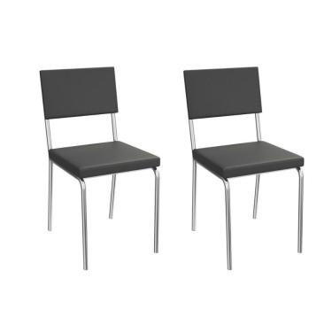 Imagem de Cadeira De Cozinha Zaria 2c128cr Aço Kit 2 Un Cromado-ano Preto - Kappesberg