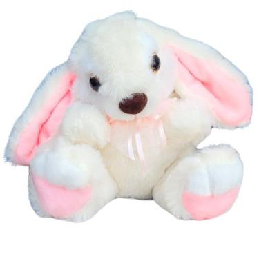 Imagem de Coelho de Pelúcia Orelhudo Branco e Rosa Coelhinho da Páscoa - Sunn To