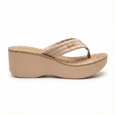 Imagem de Tamanco feminino dijean anabela original conforto ortopédico, Nude, 35