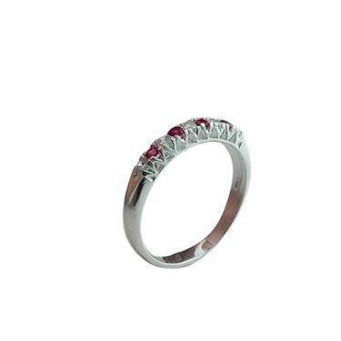 Imagem de Anel em Prata 925 Meia Aliança com Zircônias Vermelhas e Brancas - Des