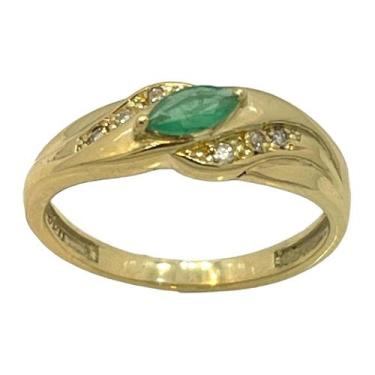Imagem de Anel em Ouro 18K com Esmeralda Navete e Diamantes - Justino Ribas, 14