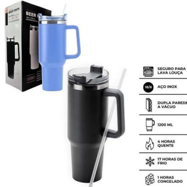 Imagem de Experiência Duradoura - Copo Térmico 1200ml com Canudo Azul Claro e Pa