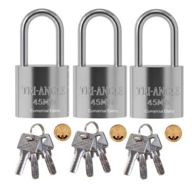 Imagem de Kit 03 Cadeados Serie Especial TrianGle 45mm Chave Atomica Prevenção A