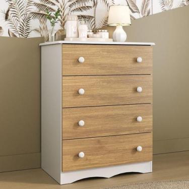 Imagem de Cômoda Infantil 65cm com 4 Gavetas Realeza Multimóveis MP4433, Branco/