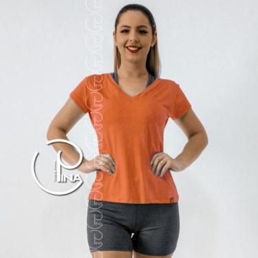 Imagem de Blusa Academia Ginástica Gola V em Visco PINA, GG, Laranja