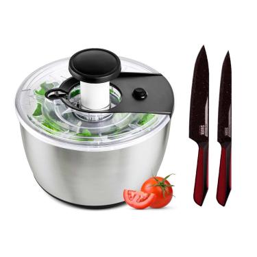 Imagem de Centrífuga De Salada 6l Ichef Salad Spinner E Conjunto De Facas Ichef Professional Red | Ichef