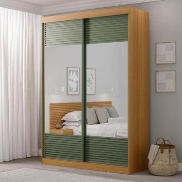 Imagem de Guarda-Roupa Solteiro 2 Portas com Espelho Samambaia CabeCasa MadeiraM