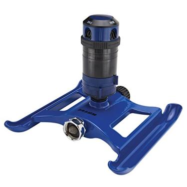 Imagem de Dramm Irrigador ColorStorm Gear Drive em base de metal resistente, durável, 4 padrões, ideal para áreas pequenas, médias e grandes com recurso de passagem, azul, 1,2 m de diâmetro