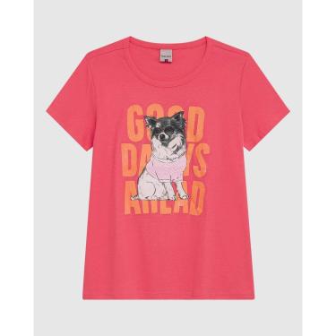 Imagem de Camiseta Feminina Manga Curta Estampa Frontal Em Malha Algodão-Feminino