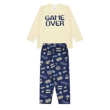 Imagem de Pijama Infantil Masculino Inverno Game Over - Hey Kids Amarelo - HeyKi
