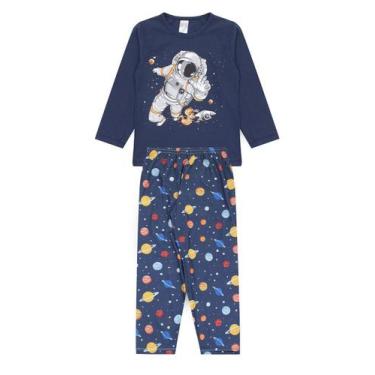 Imagem de Pijama Infantil Masculino Inverno Astronauta - Hey Kids Azul - HeyKids