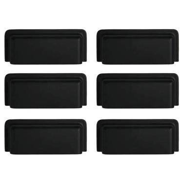 Imagem de Kit 6 Puxadores Eden 1791 Preto Fosco para Móveis Armários Gavetas Torralba