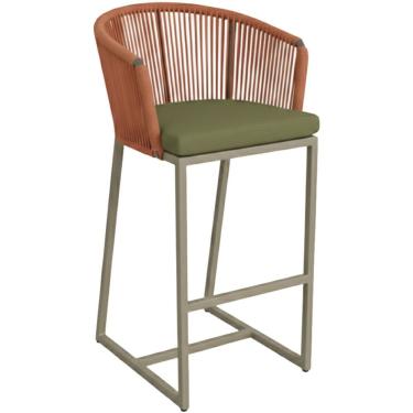 Imagem de Banqueta Noronha Em Alumínio E Corda Náutica Trama Original Terra Cota