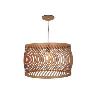 Imagem de Luminária Pendente Em Madeira Imbuia Ondas 45Cm