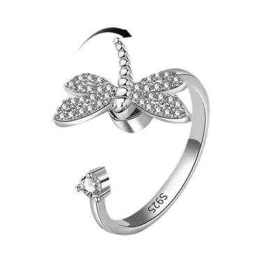 Imagem de Anel Antiestresse Ajustável Para Mulheres, Joia Fidget Spinner Com Des