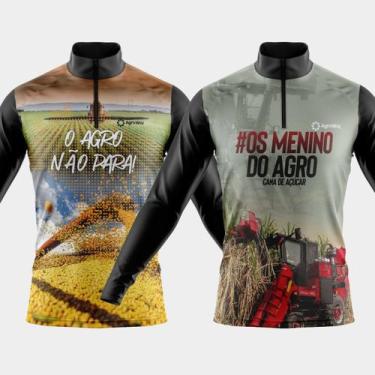 Imagem de Combo 2 Camisas Agro Manga Longa Proteção UV Respirável Slim Gola Crew