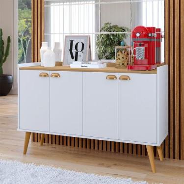 Imagem de Aparador Buffet Kiev Cantinho Café 4 Portas Puxador Concha Prateleira 