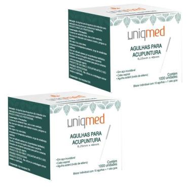 Imagem de Agulha para acupuntura 1000un 0,25x40mm kit 2cx uniqmed tamanho:0,25x4