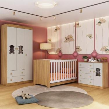 Imagem de Quarto de Bebê Completo com Berço Americano 3 em 1 Teddy Multimóveis M