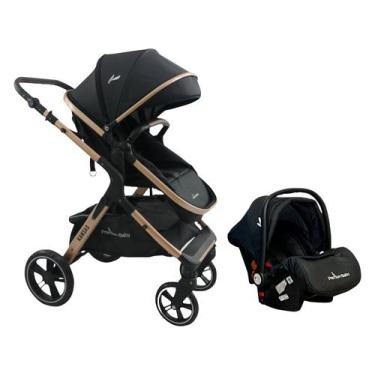 Imagem de Carrinho Kansas Gold Premium Baby c/ Bebê Conforto e Base, Preto e Dou