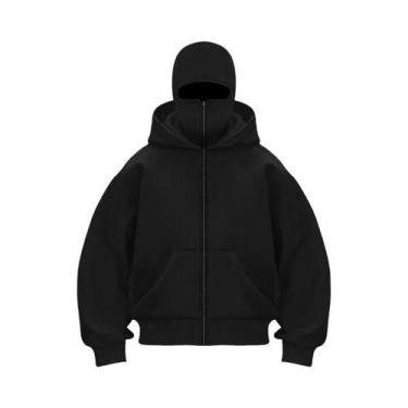 Imagem de Moletom Masculino De Inverno Quente Com Capuz Balaclava E Zíper, Másca