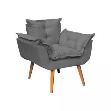 Imagem de Poltrona Decorativa Opala Tecido Veludo - Veneza Estofados, Cinza